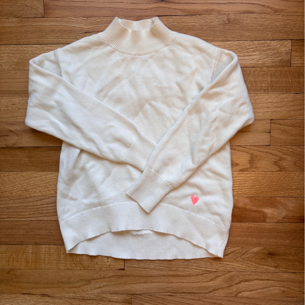 Crewcuts White Sweater with Pink Heart